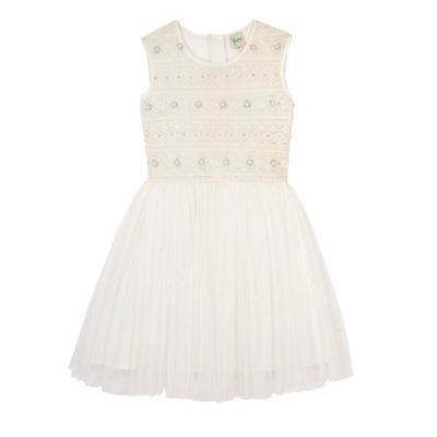 WHITE Embellished Crochet Lace Party Dress